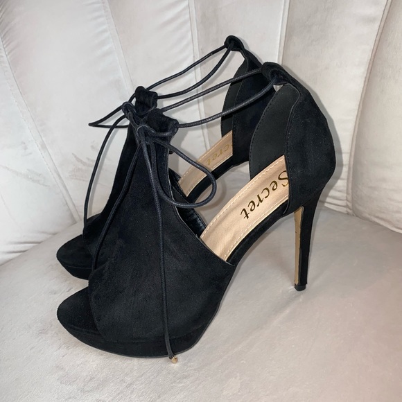 Black Peep toe Stiletto Pumps Size 9.5 - Picture 3 of 12